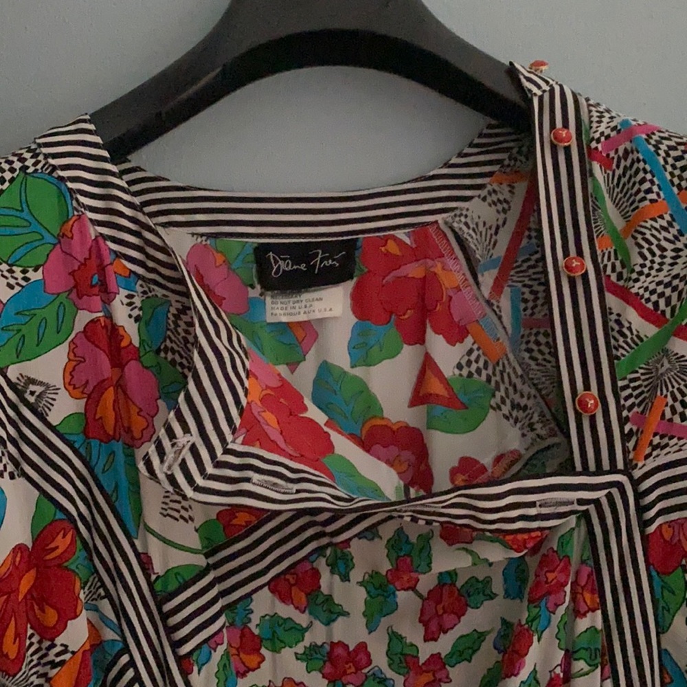 Diane Freis Floral Boho Accordion Georgette Dress